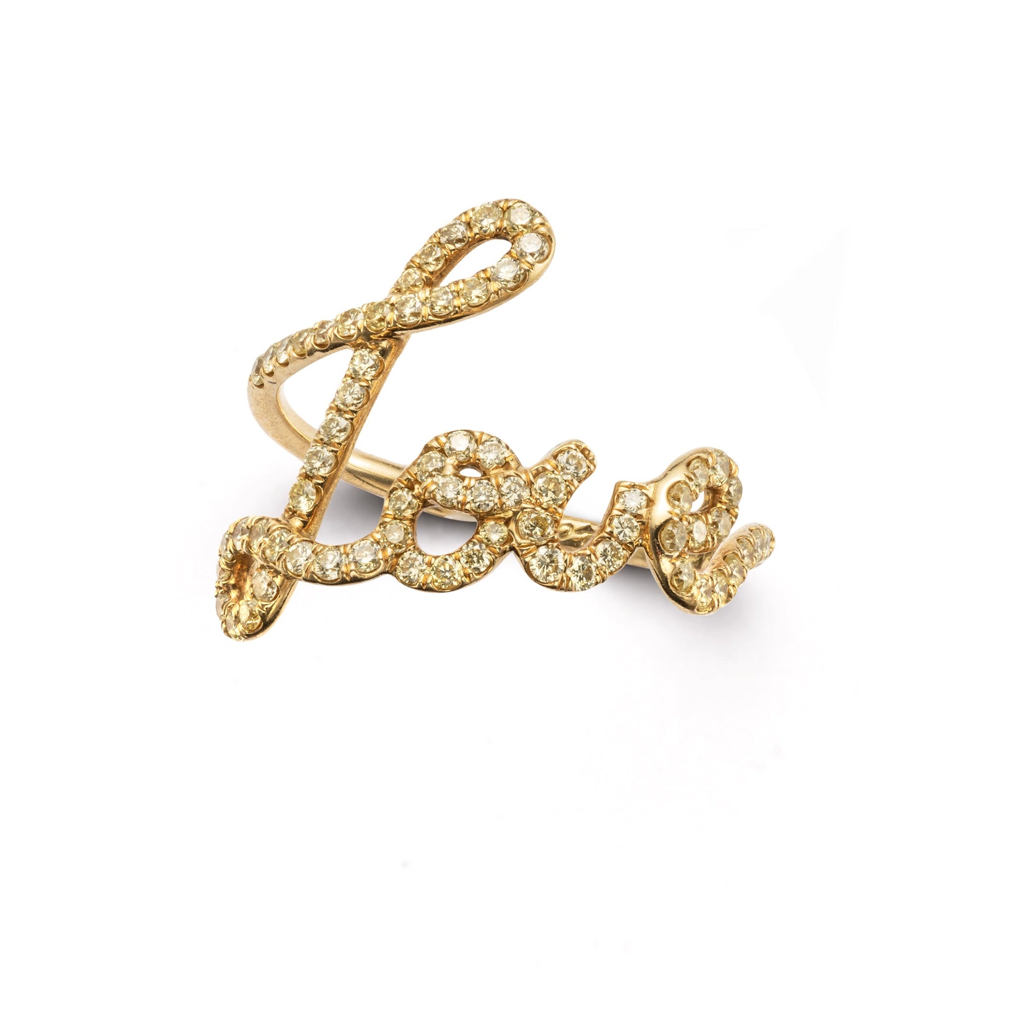 Love ScriptRing with Diamonds