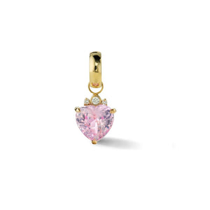 Single Little Darling Heart Charm with Pink Topaz and Diamonds