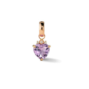 Single Little Darling Heart Charm with Lavender Amethyst and Diamonds