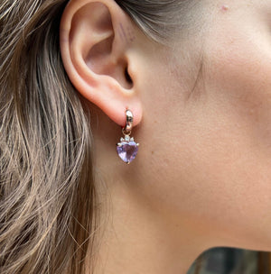Little Darlings Heart Charms with Lavender Amethyst and Diamonds