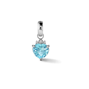 Single Little Darling Heart Charm with Blue Topaz and Diamonds