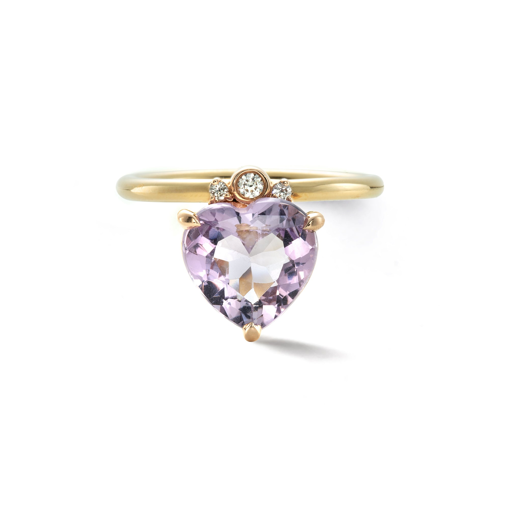 Floating Heart Ring with Pink Topaz and Diamonds