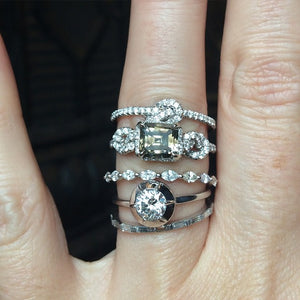 Designer diamond engagement ring wedding band