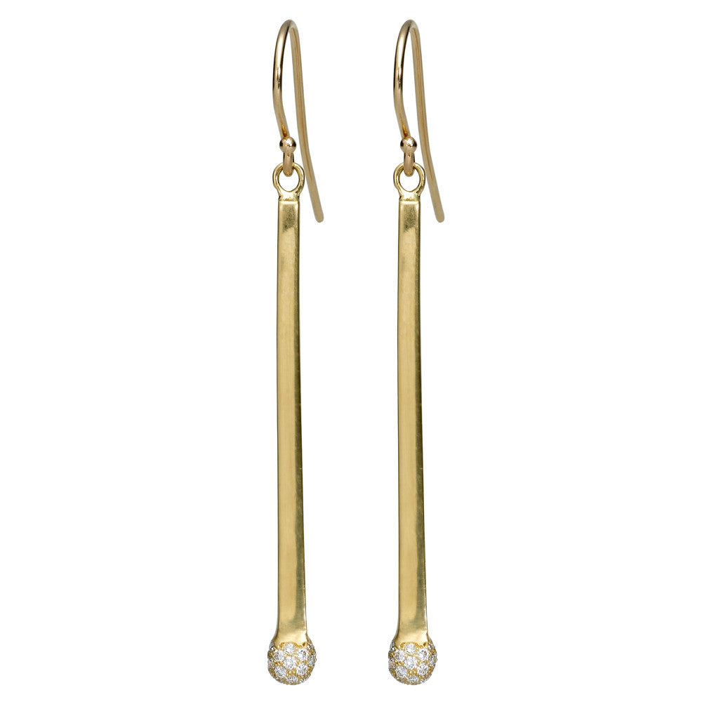 Matchstick Earrings with Diamonds