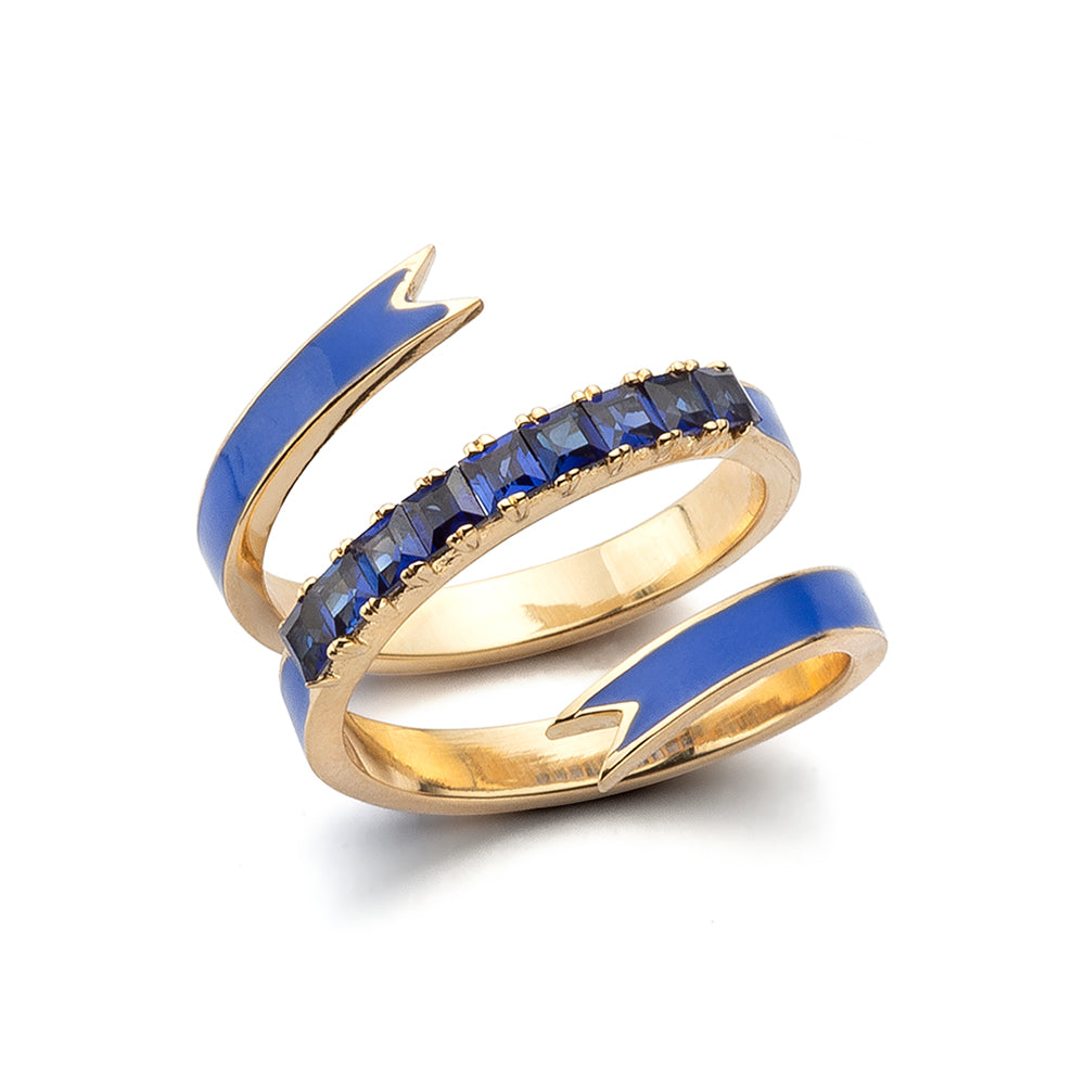 Ribbon Ring blue sapphires