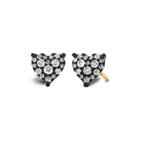 matte black heart diamond studs