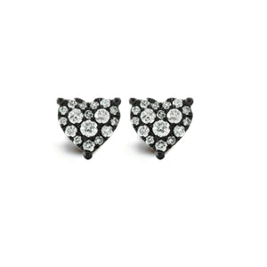matte black heart diamond studs