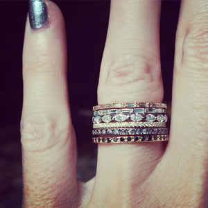 Unique alternative designer black diamond wedding band engagement ring