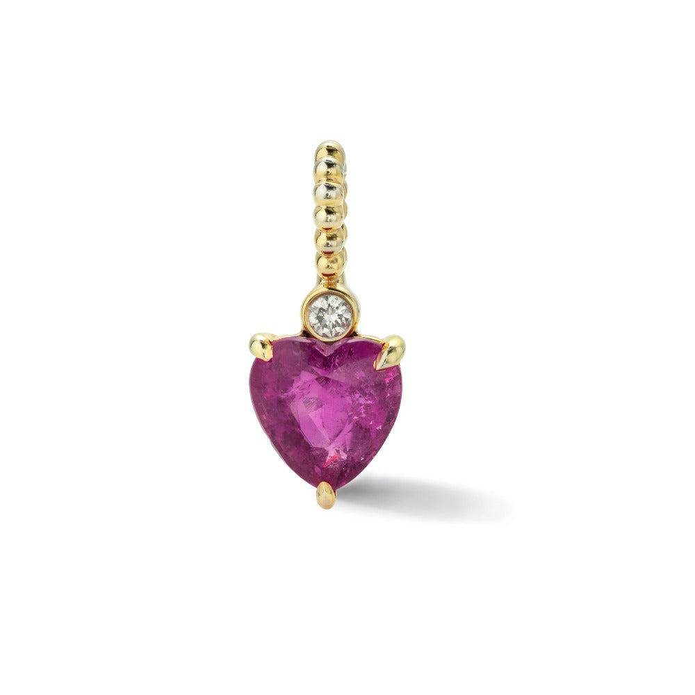 PInk Tourmaline Heart Charm with Diamond