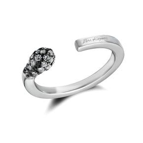 Matchstick Ring with black rhodium diamond pavé tip in sterling silver