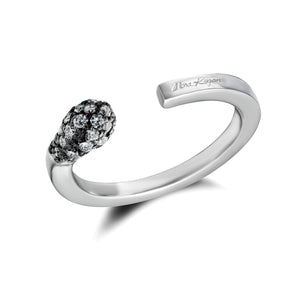 Matchstick Ring with black rhodium diamond pavé tip in sterling silver