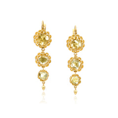 Yellow Diamond Slice Drop Earrings