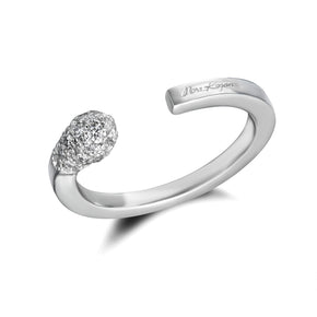 Matchstick Ring with white diamond pavé tip in sterling silver