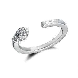Matchstick Ring with white diamond pavé tip in sterling silver