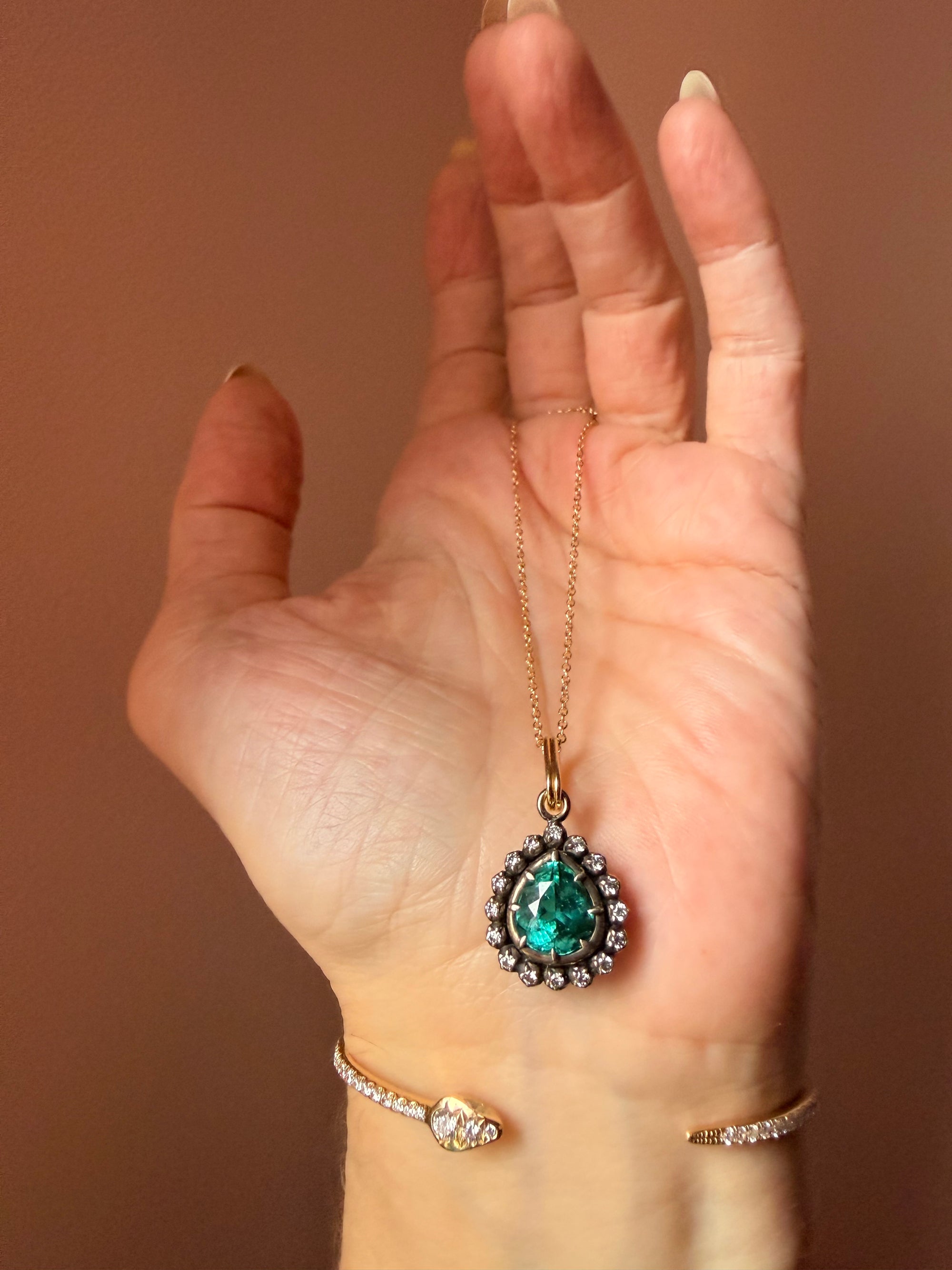 Green Tourmaline Pear Necklace