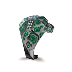 Leopard Ring with  Emerald Green Enamel