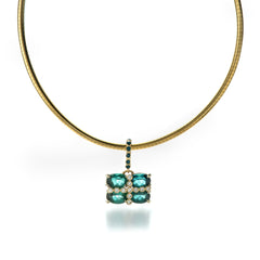 Teal Tourmaline and Diamond necklace