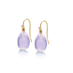 Petite Carved Lavender Amethyst Egg Earrings