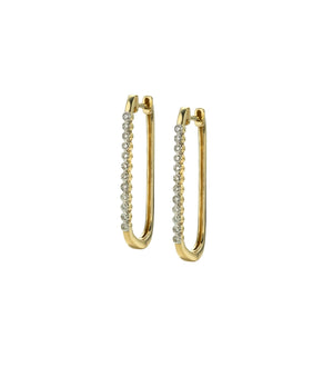 Paperclip Hoops with Diamonds in Yellow Gold