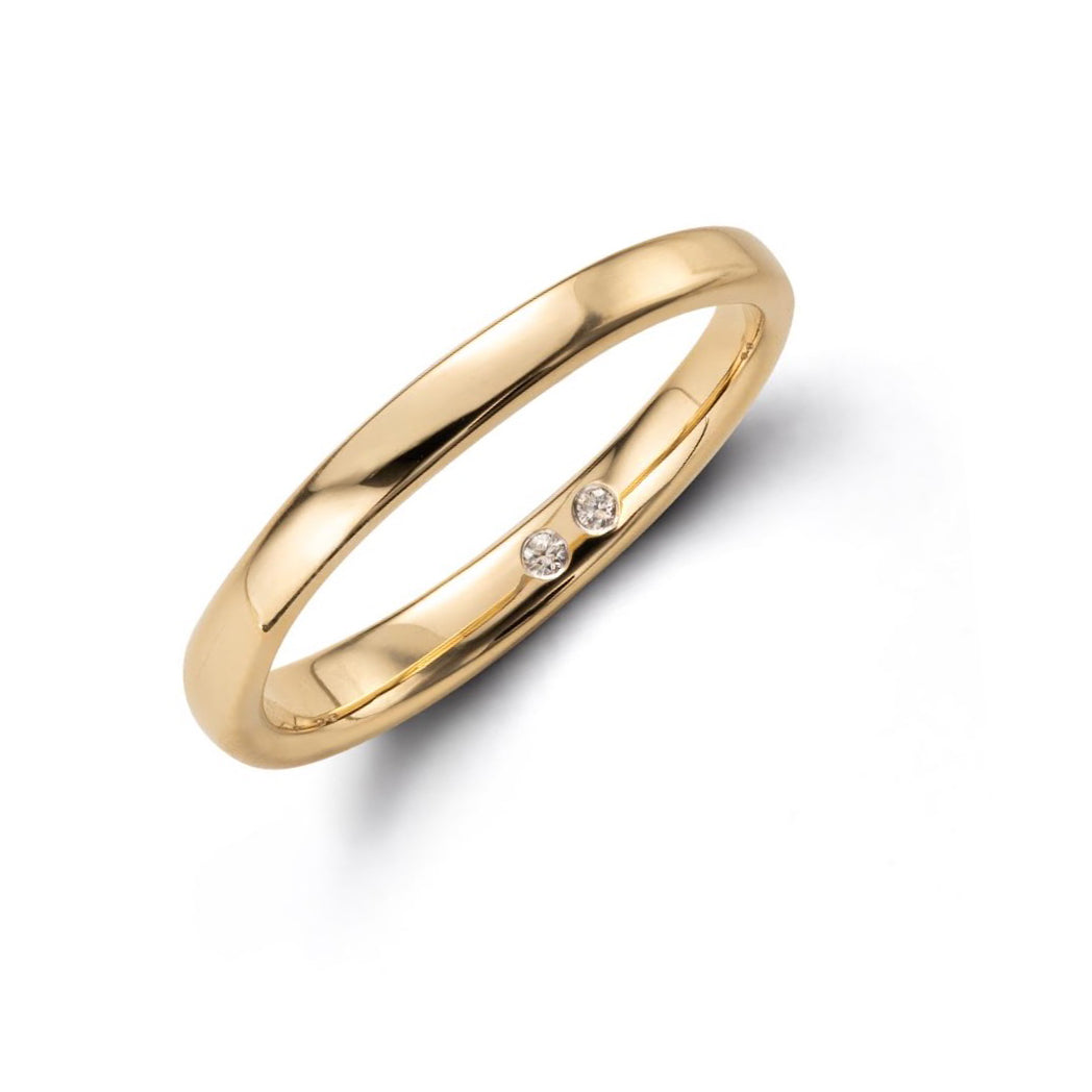 smooth gold band two hidden diamonds