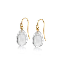 Petite Carved Clear Rock Crystal Egg Earrings