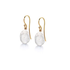 Petite Carved Icy Rock Crystal Egg Earrings