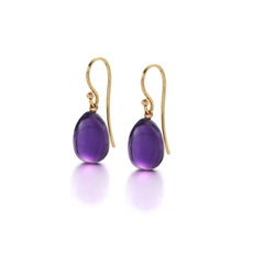 Petite Carved Purple Amethyst Egg Earrings