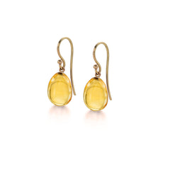 Petite Carved Golden Citrine Egg Earrings