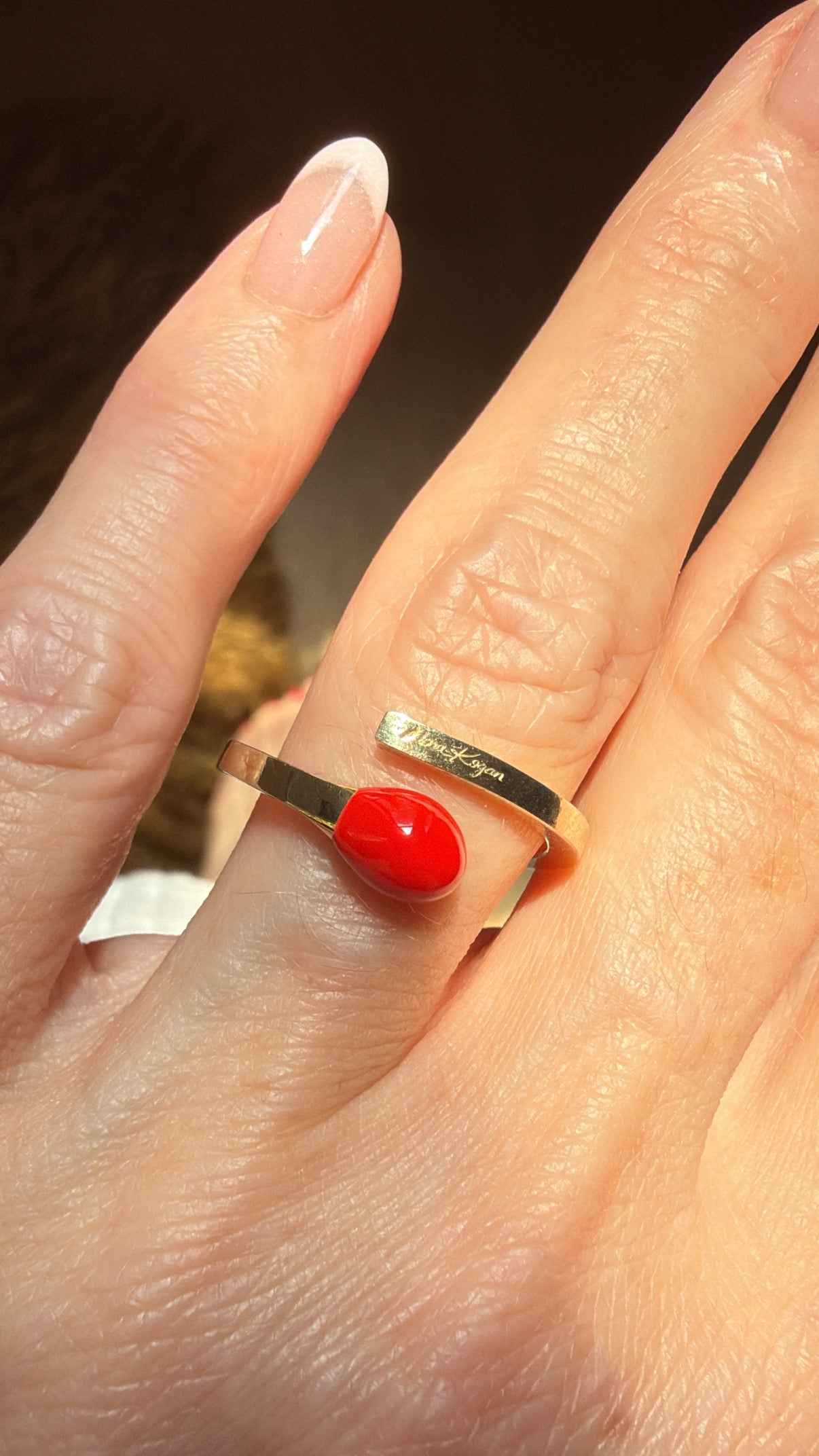 Coiled Matchstick Ring with Red Tip