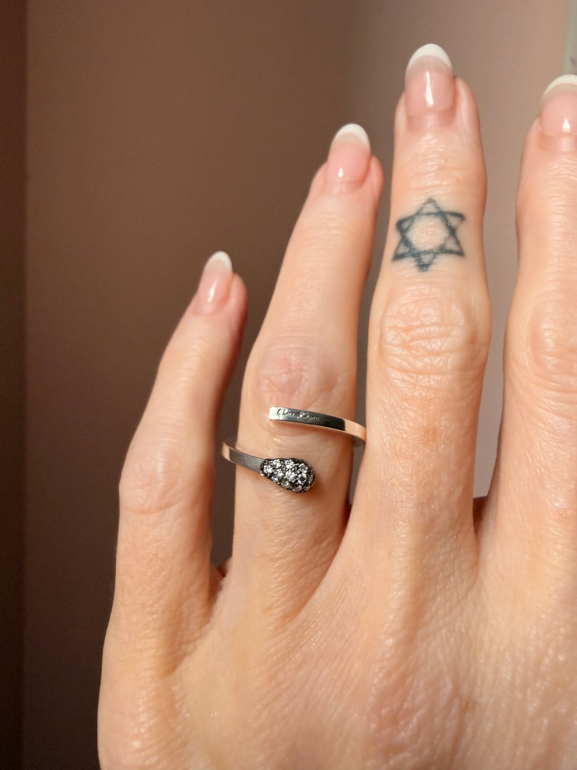 Coiled Matchstick Ring with Diamond Pavé Tip