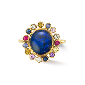 blue opal gold ring multi gems