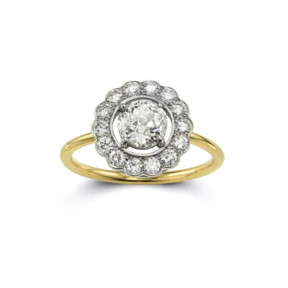 antique diamond halo gold ring