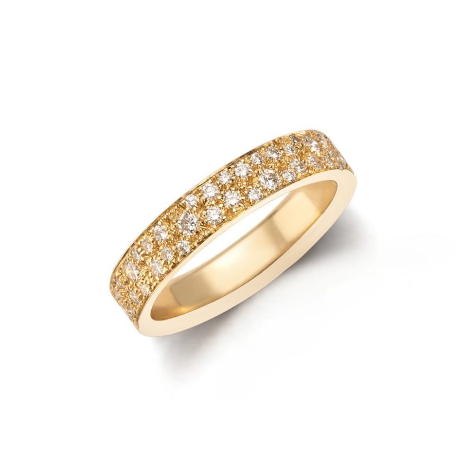 mosaic diamond pave gold band