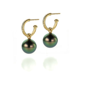 black tahitian pearl earrings with diamond