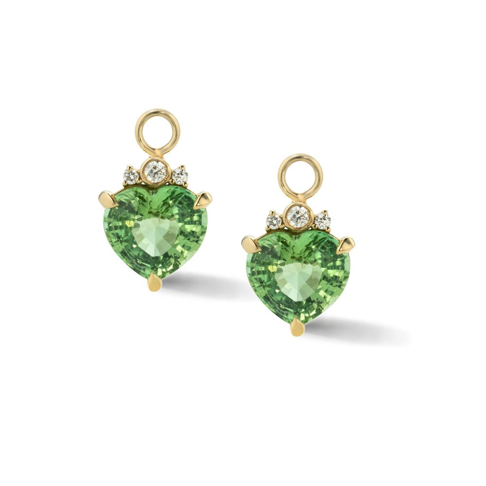 Little Darlings Heart Charms with Green Tourmalines and Diamonds