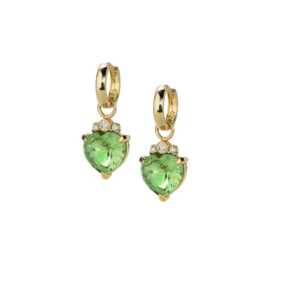 Little Darlings Heart Charms with Green Tourmalines and Diamonds