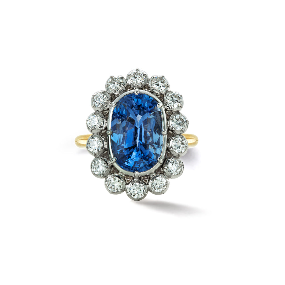 blue sapphire diamonds gold ring