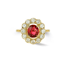 ruby and gold halo ring