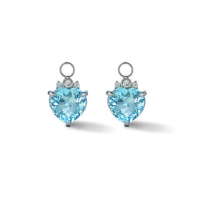Little Darlings Heart Charms with Blue Topaz and Diamonds