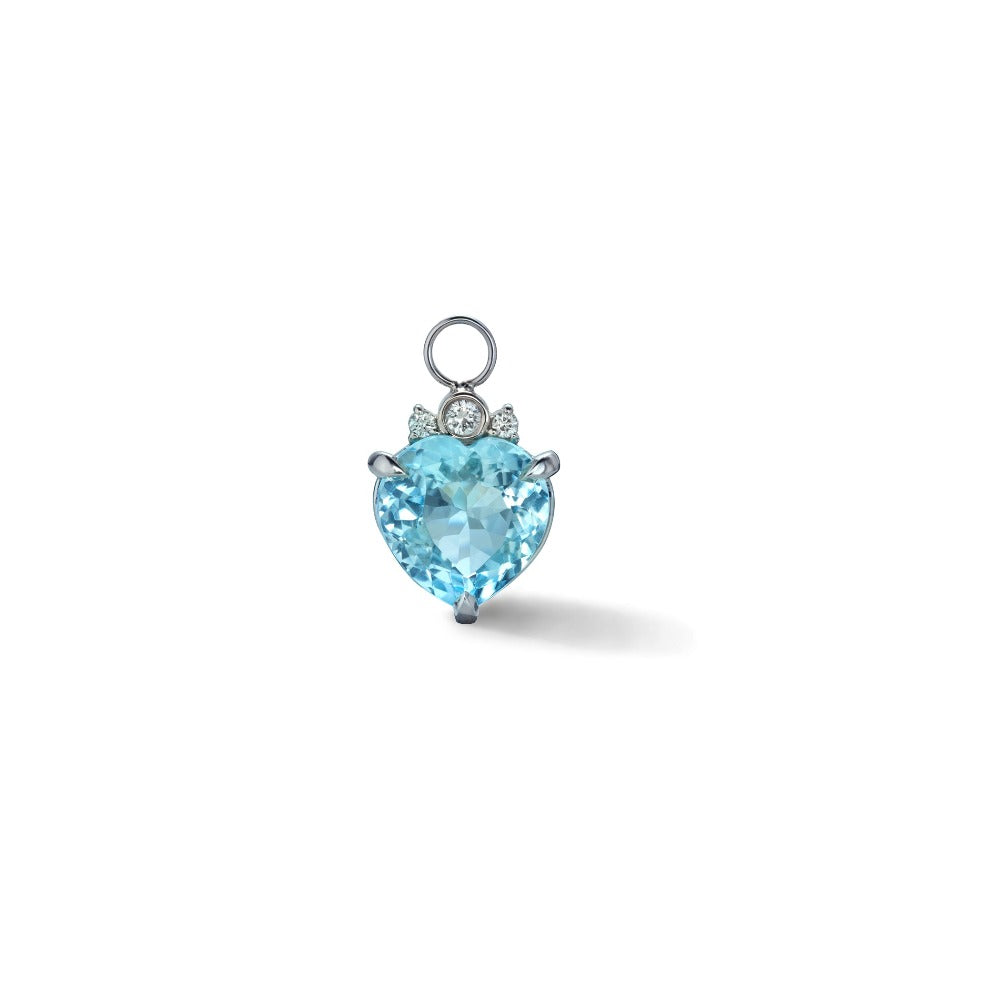 Single Little Darling Heart Charm with Blue Topaz and Diamonds