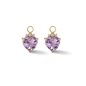 Little Darlings Heart Charms with Lavender Amethyst and Diamonds