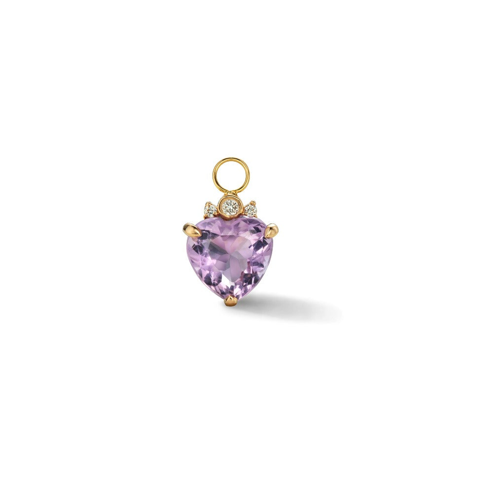 Single Little Darling Heart Charm with Lavender Amethyst and Diamonds
