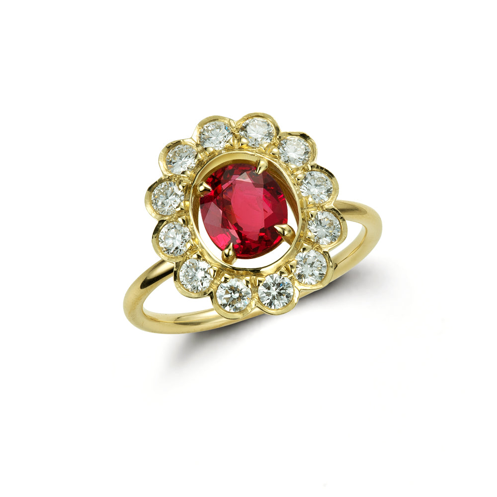 ruby and gold halo ring