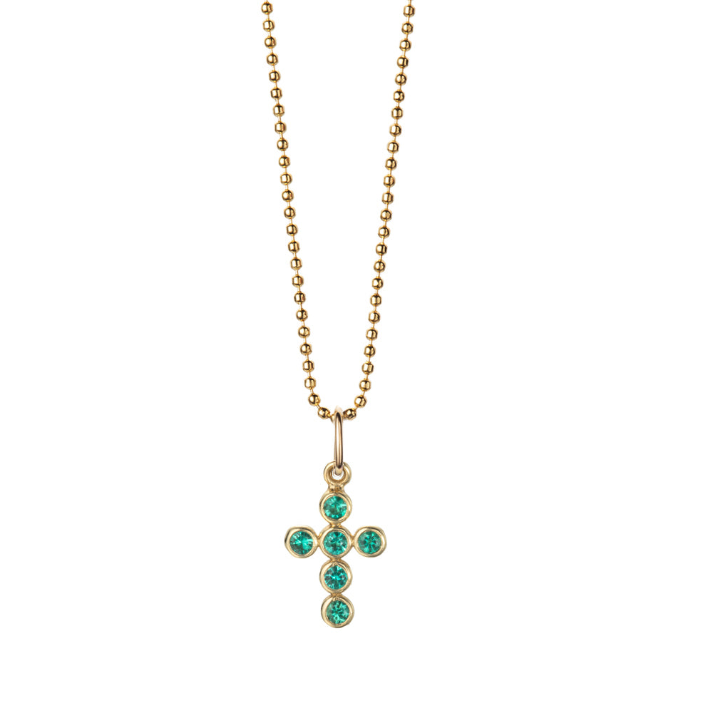 Lotto Cross with Emeralds  Necklace