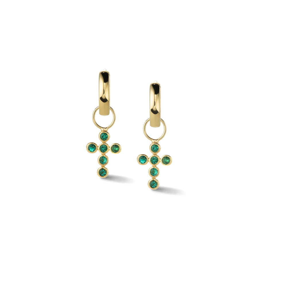 Lotto Crosses with Emeralds on Hoops