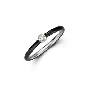 black enamel diamond ring