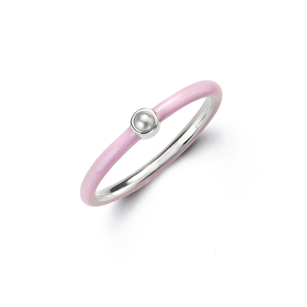 pink enamel pearl ring