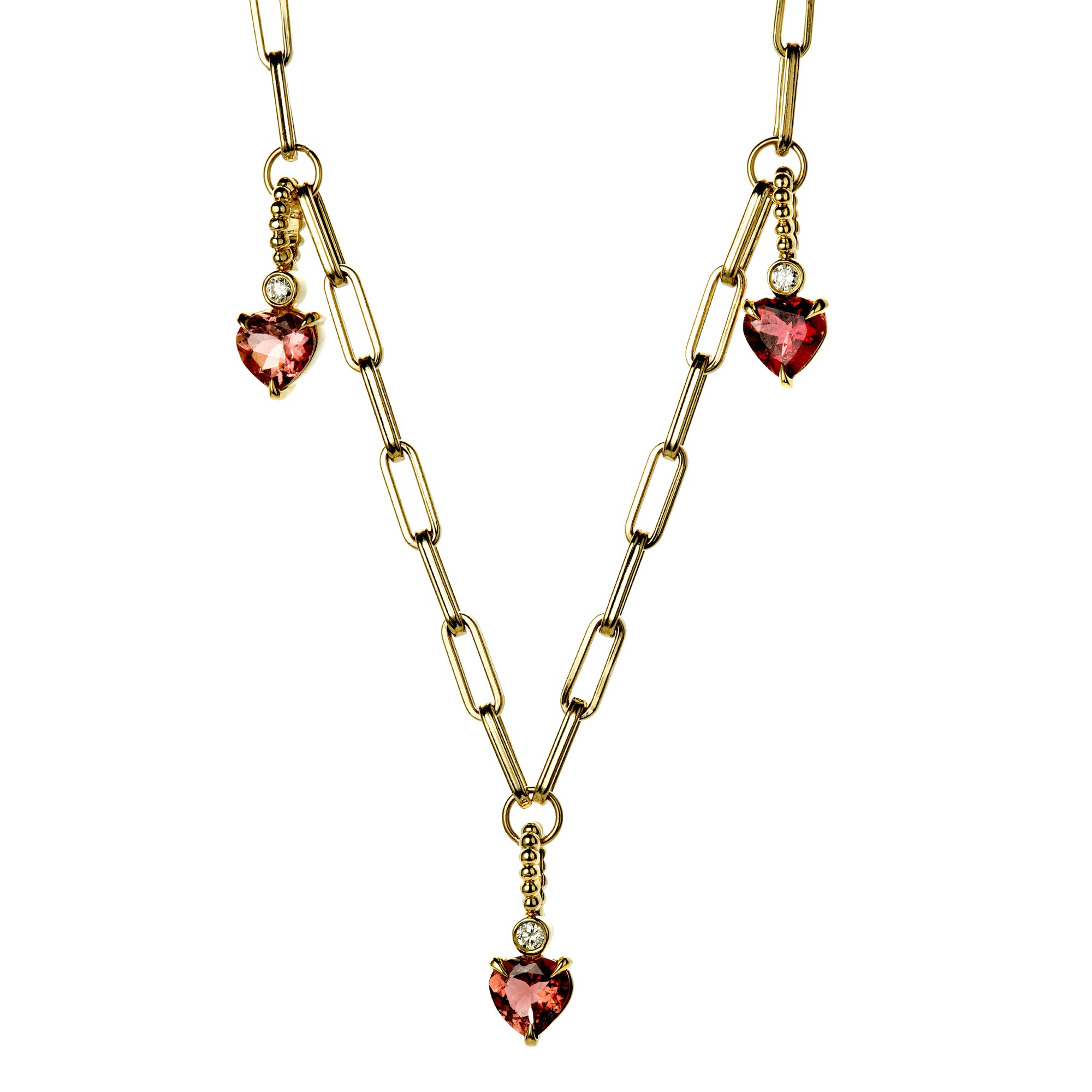 Three of Hearts charm necklace