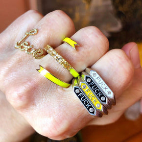 F signet rings sterling diamonds enamel