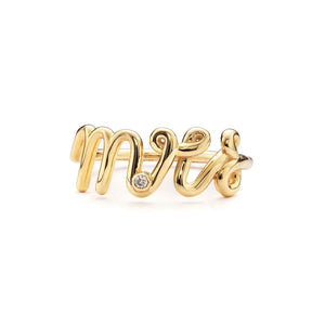 Mrs script ring gold diamond